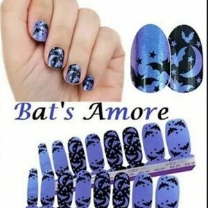 NIP Color Street Bat’s Amore Black Glitter Halloween Press-On Nail Polish Set